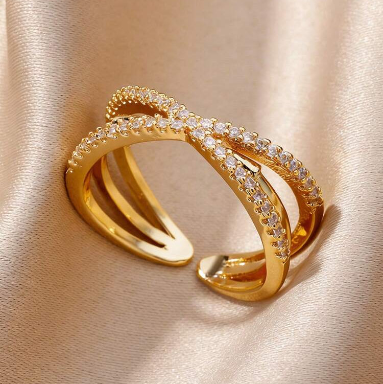 Bague ouverte en or surélevée