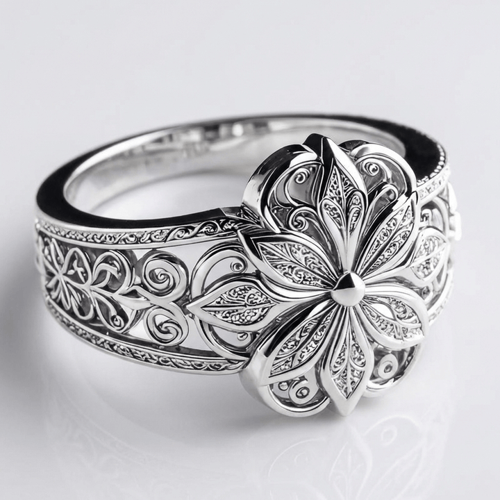 Bague Fleur en Zirconium Argenté