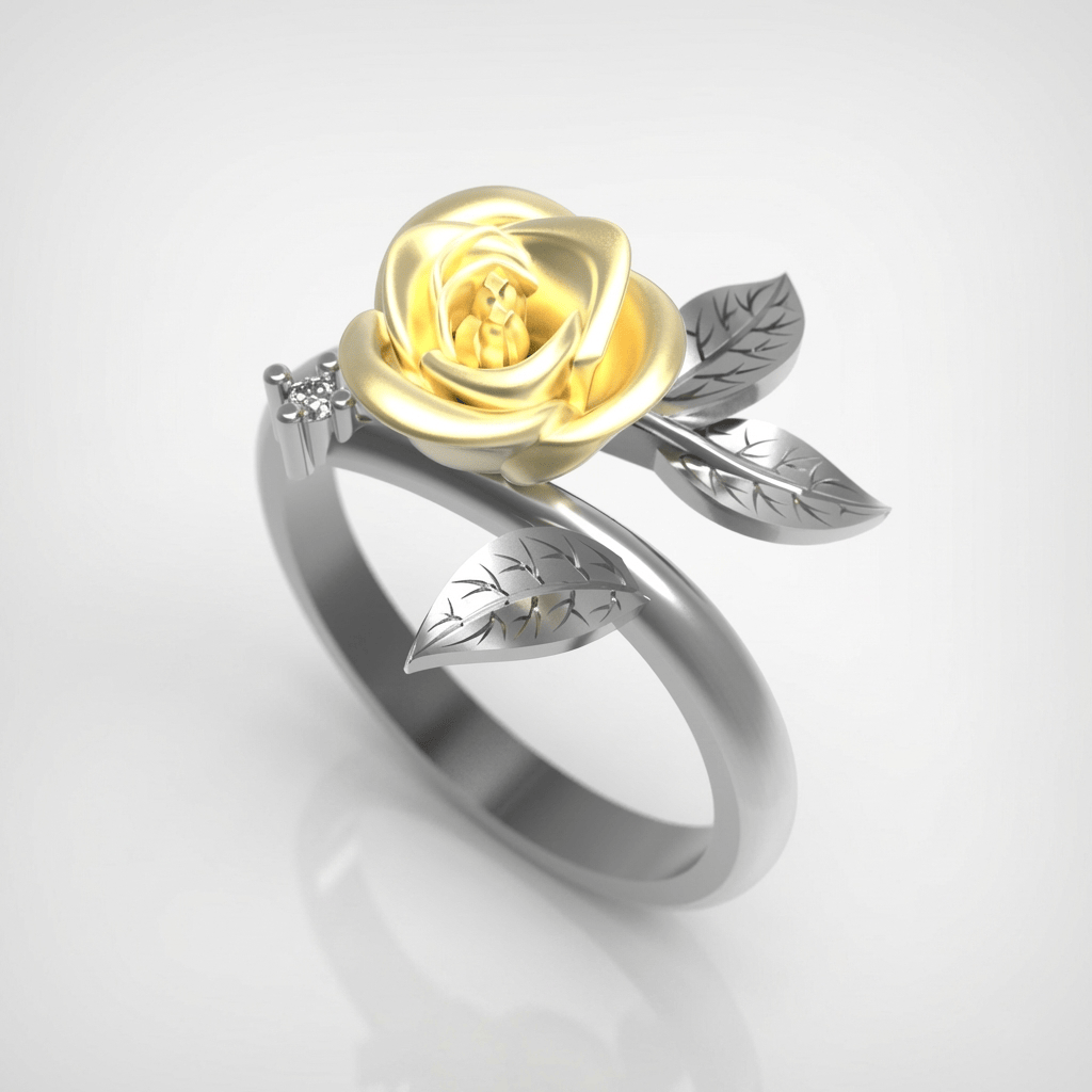 Bague en Argent Grace avec Rose Jaune