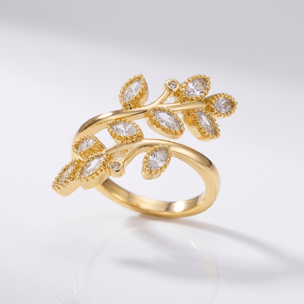 Bague de Luxe en Feuille Enveloppante