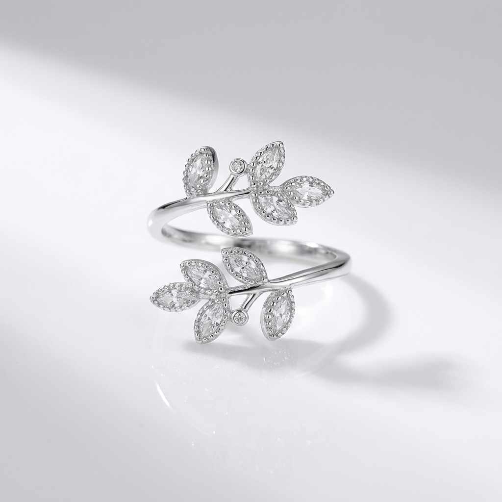 Bague de Luxe en Feuille Enveloppante