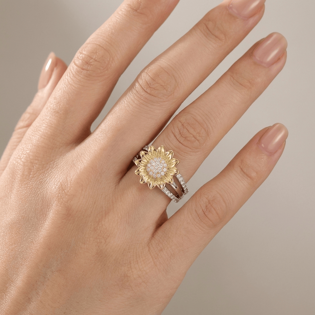 Bague en Diamant Rayonnement de Tournesol