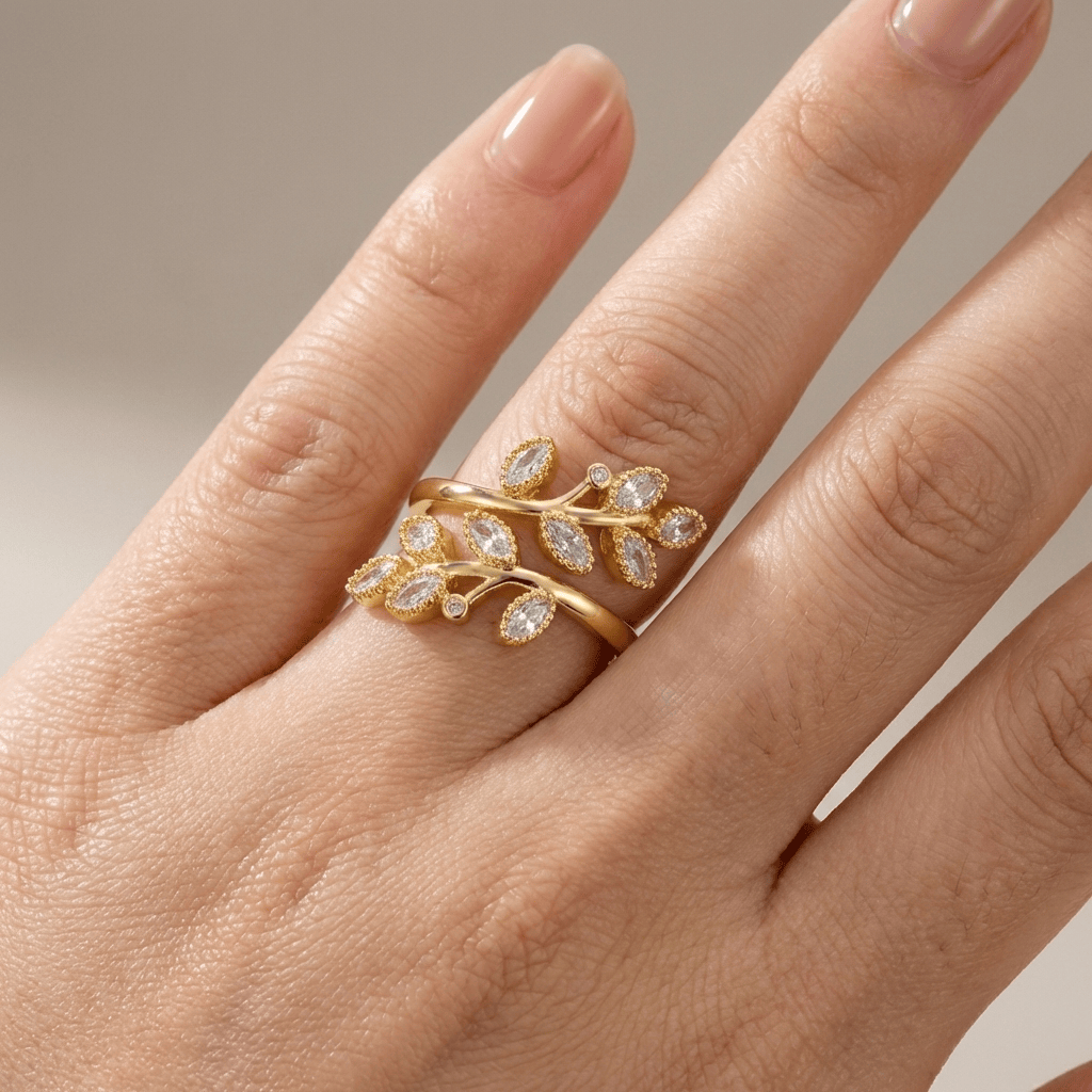 Bague de Luxe en Feuille Enveloppante
