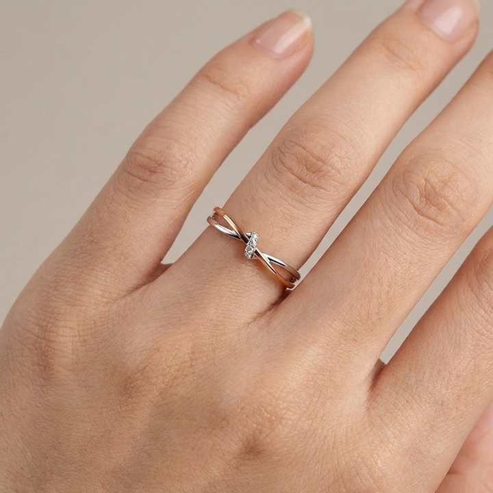 Bague Fine Twin Crossline