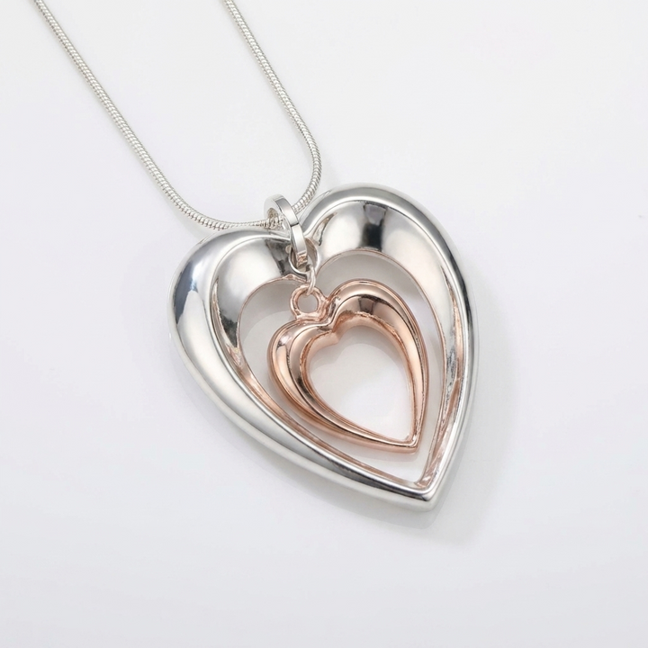 Collier Double Cœur en Argent et Or