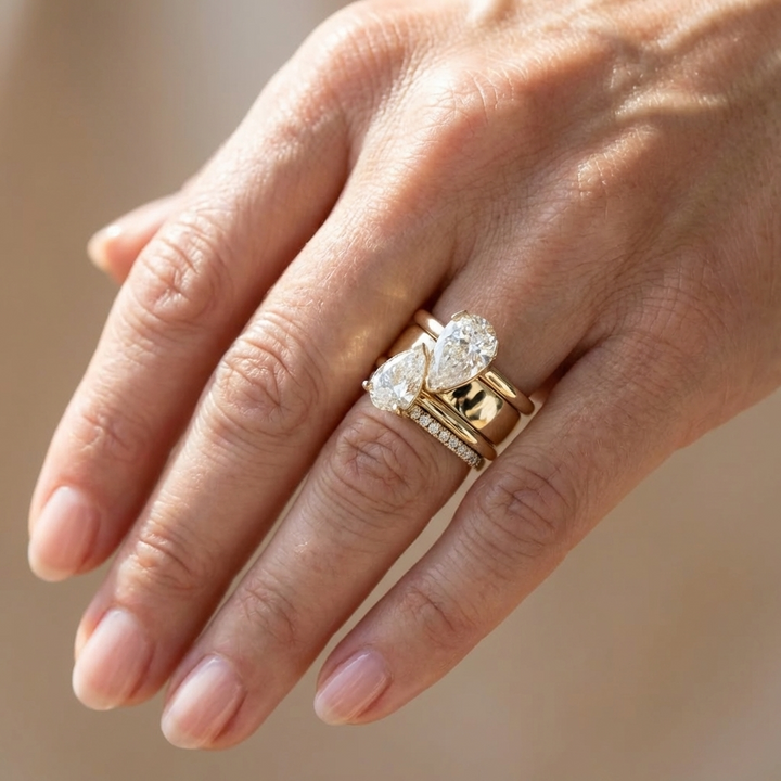 Bague en Zirconia Double Poire