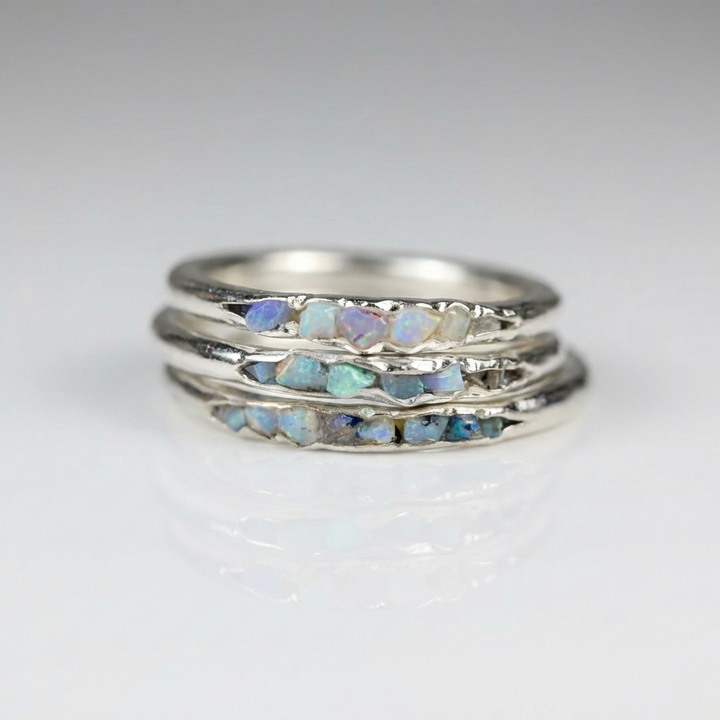 Bague Vintage Empilable en Opale