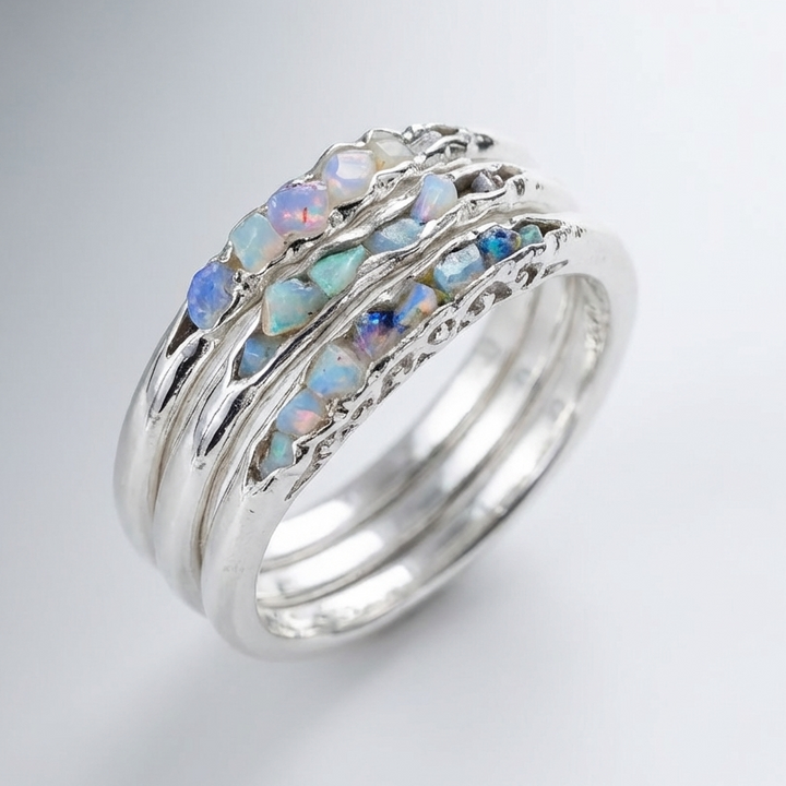 Bague Vintage Empilable en Opale