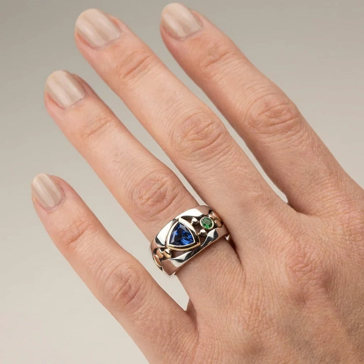 Bague Crête en Saphir Bicolore