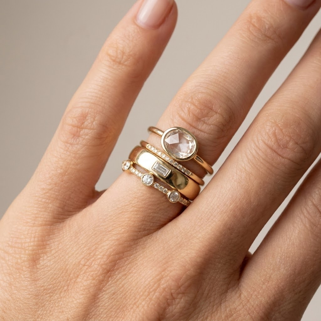 Bague Empilable en Zirconium Doré
