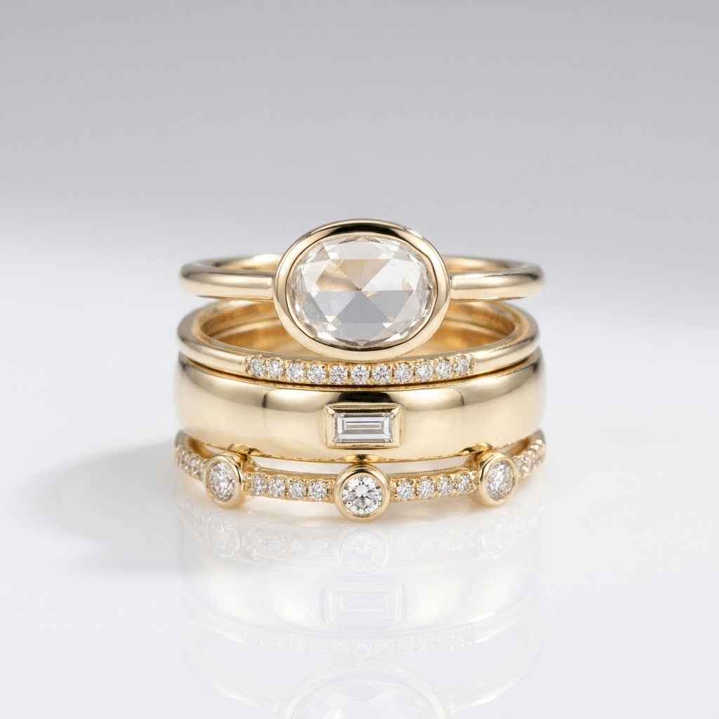 Bague Empilable en Zirconium Doré