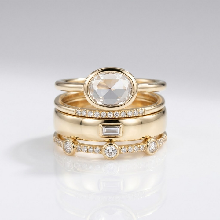 Bague Empilable en Zirconium Doré