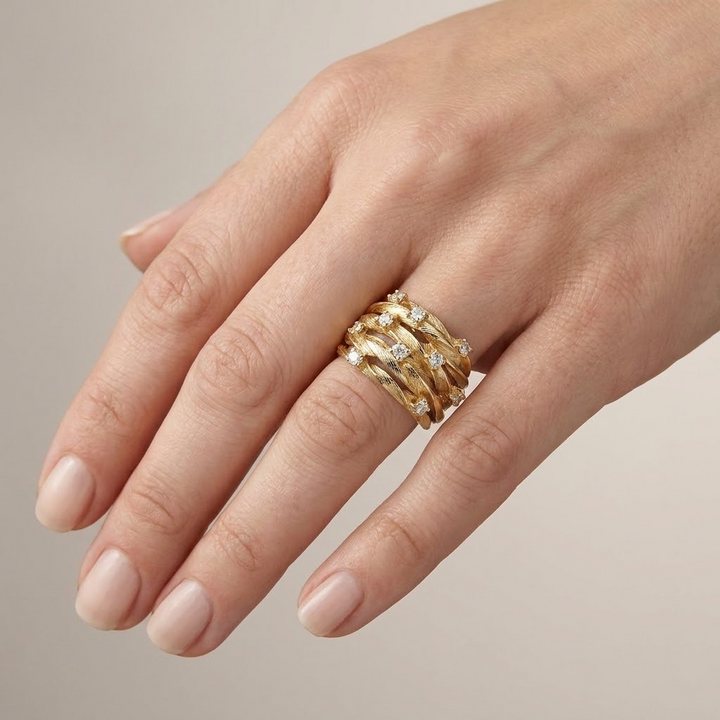 Bague Antique en Zirconium en Forme de Feuille