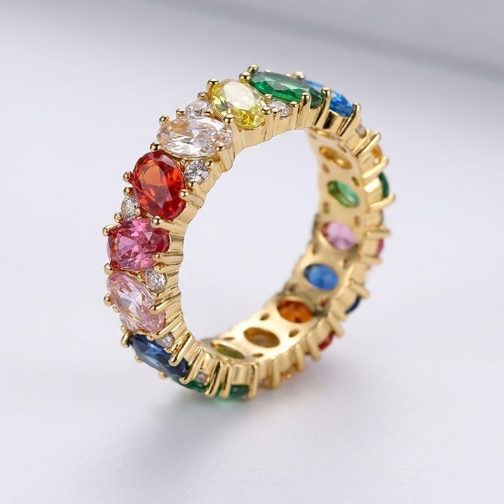 Bague en zirconium arc-en-ciel