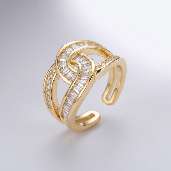 Bague Exquise en Zirconia Entrelacée