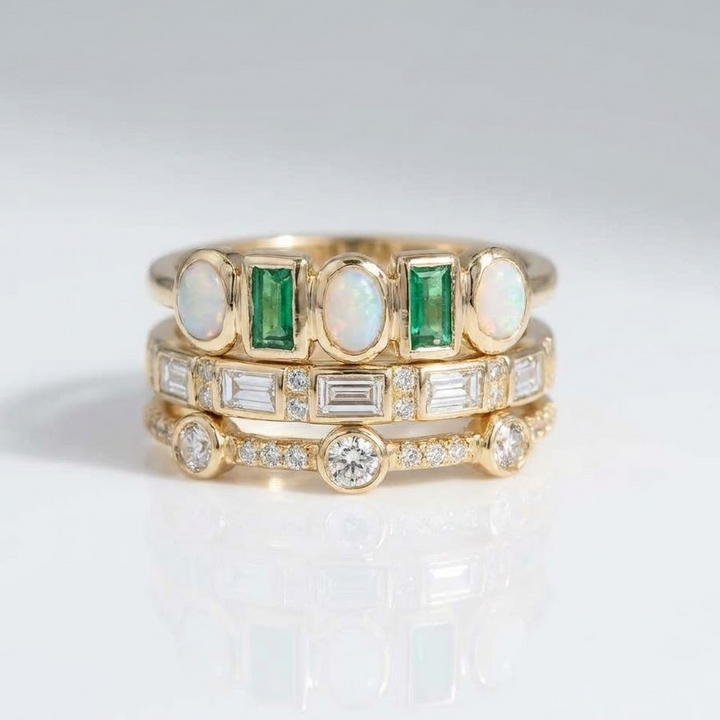 Bague Empilable en Zirconium avec Multi-Pierre