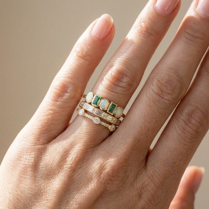 Bague Empilable en Zirconium avec Multi-Pierre