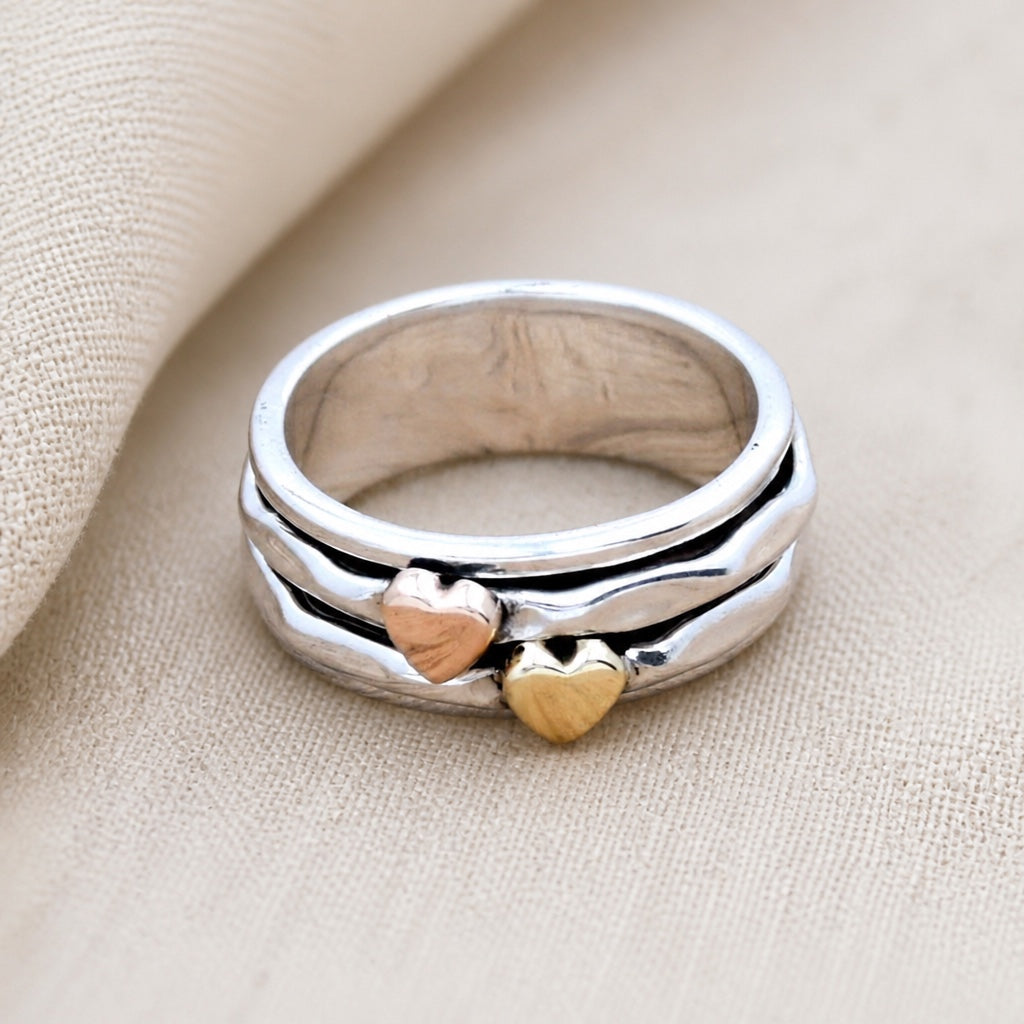 Bague Rétro à Cœur Multi-Couches