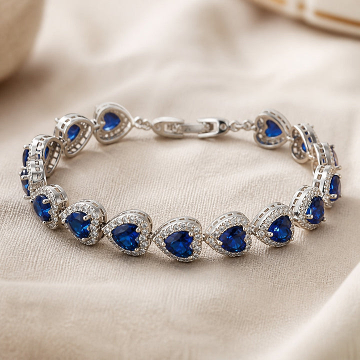 Bracelet en argent avec cœur en saphir