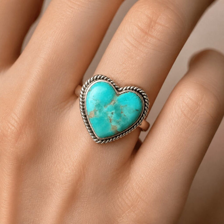 Bague Cœur en Turquoise Brillante