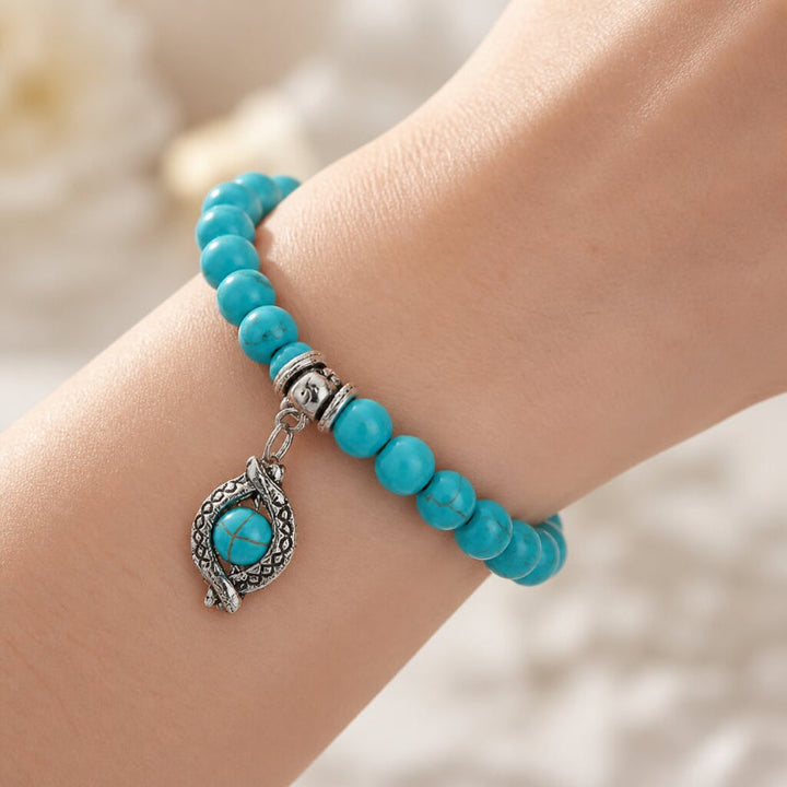 Bracelet en perles de turquoise brillante