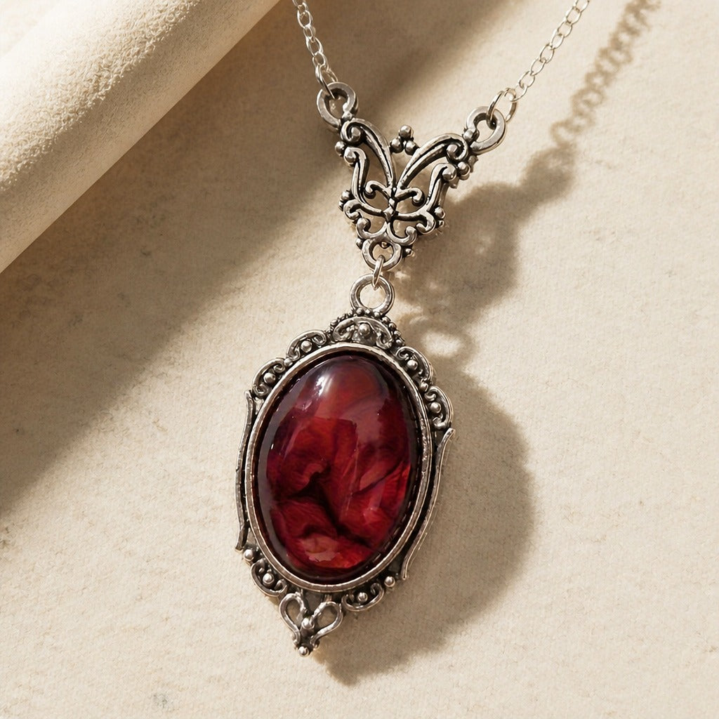 Collier en Gemme Cramoisi de Style Victorien