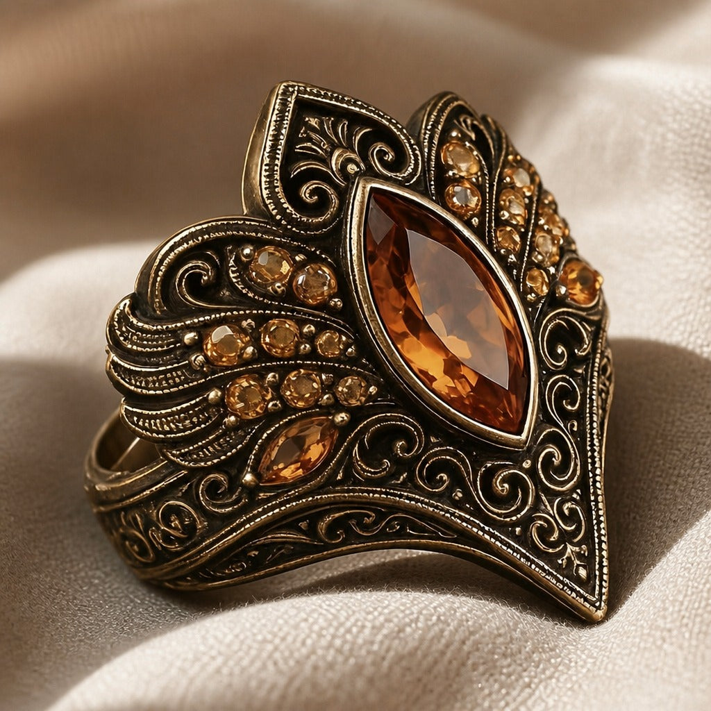 Bague Vintage Sculptée en Noble Matière