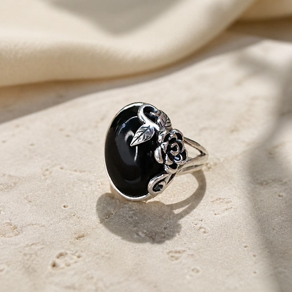 Bague en Quartz Rose Noir
