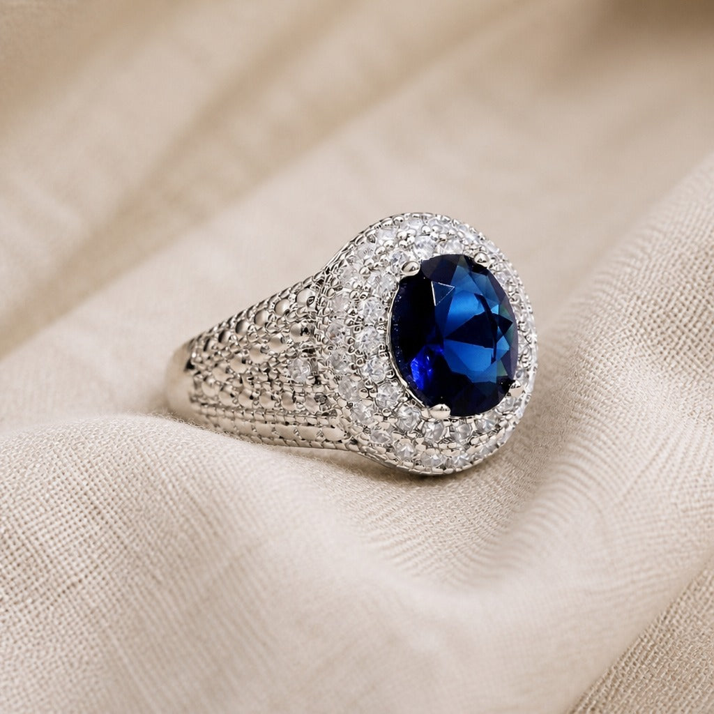 Bague Halo en Saphir Intemporelle