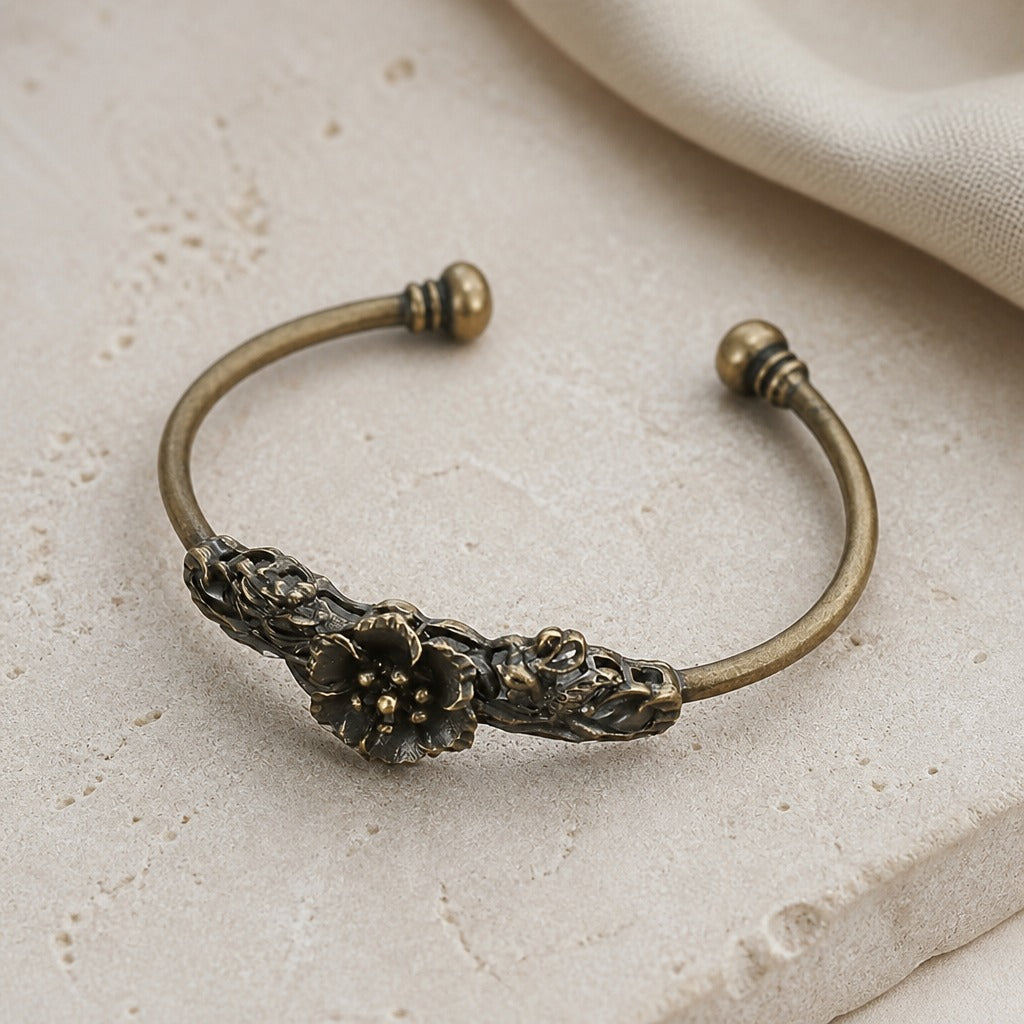 Bracelet Manchette Fleurs Artisanal