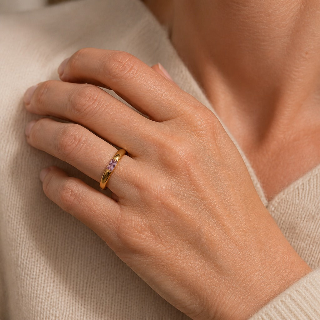 Bague en Zircon Coloré Carré Chaud
