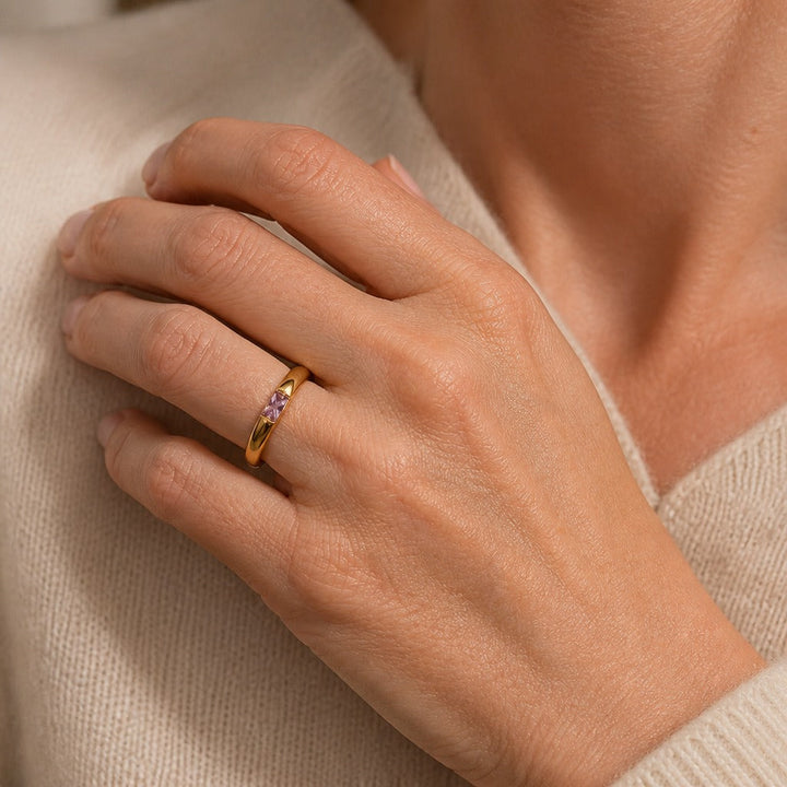 Bague en Zircon Coloré Carré Chaud