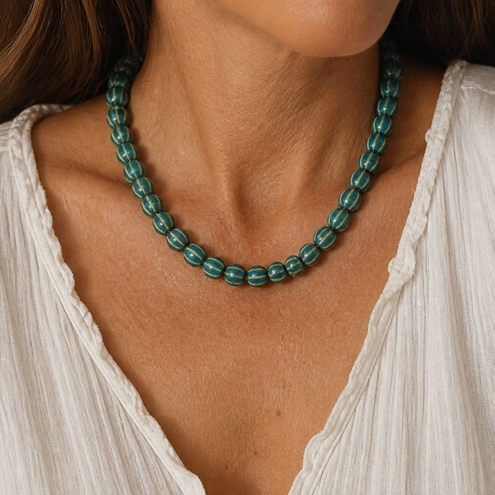 Collier tendance en perles de citrouille