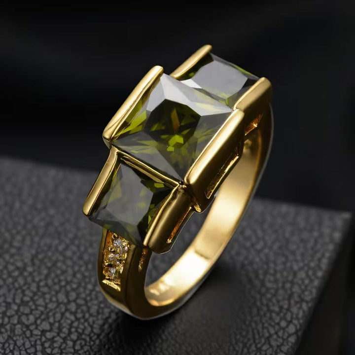 Bague à Trois Pierres Vert Olive