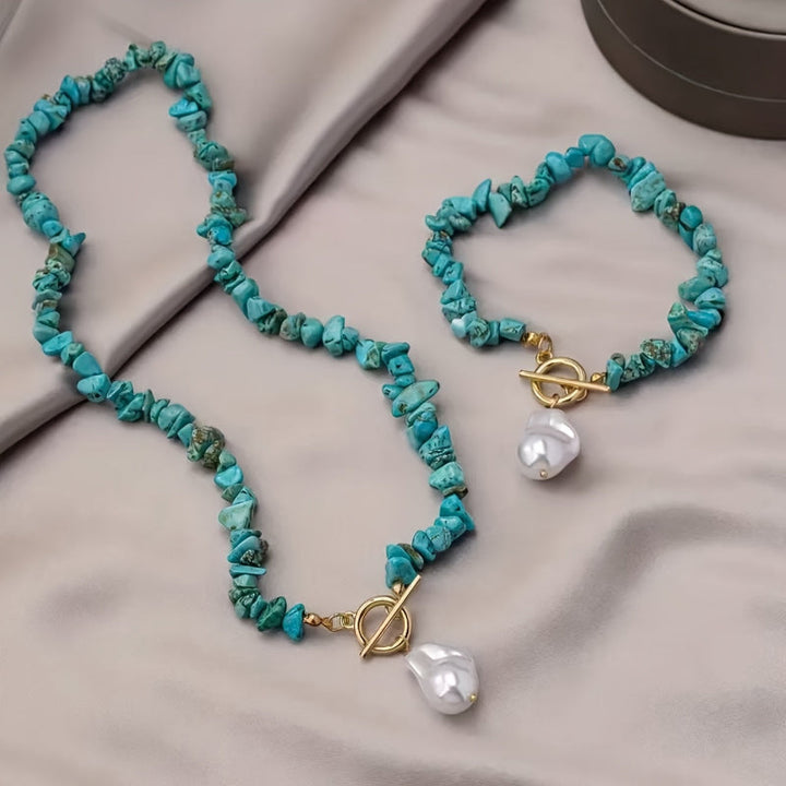 Ensemble de Collier et Bracelet en Turquoise