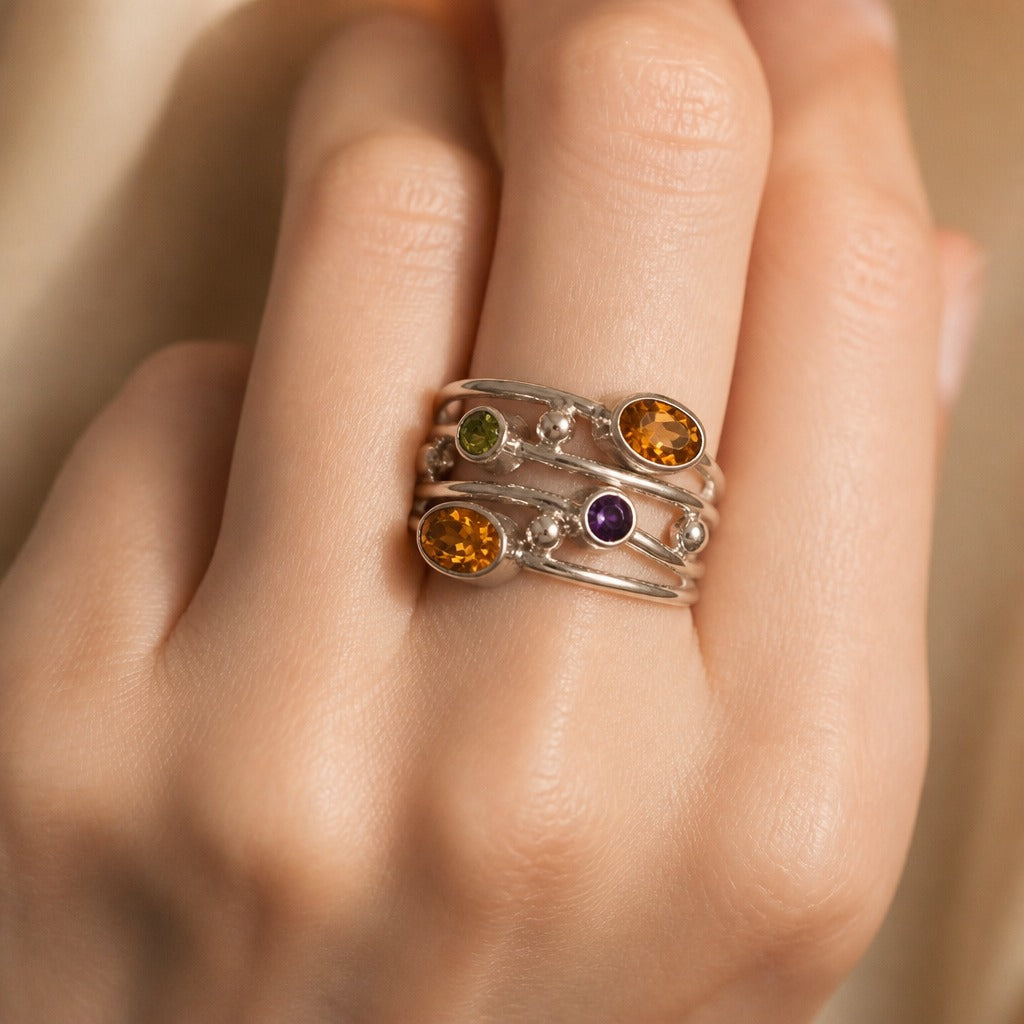 Bague en zirconium filigrane bohème