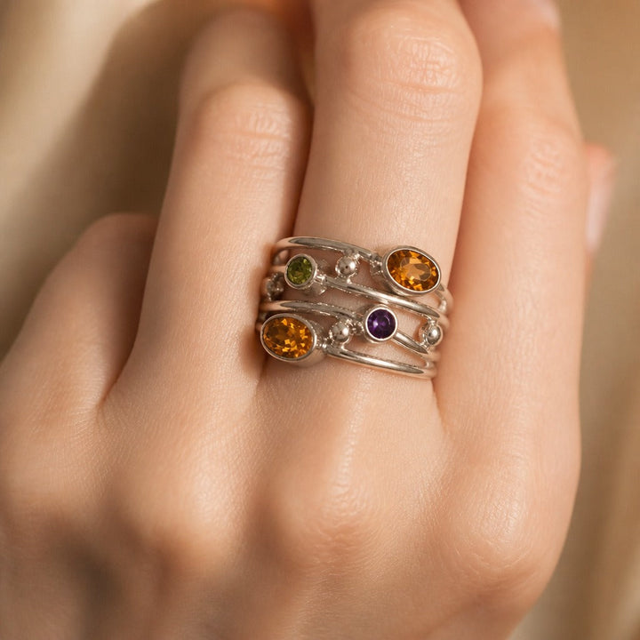 Bague en zirconium filigrane bohème