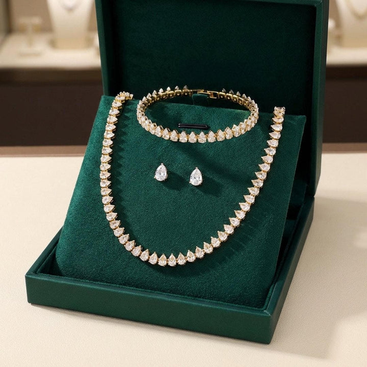 Superbe ensemble de mariage complet en zircon cubique rond clair