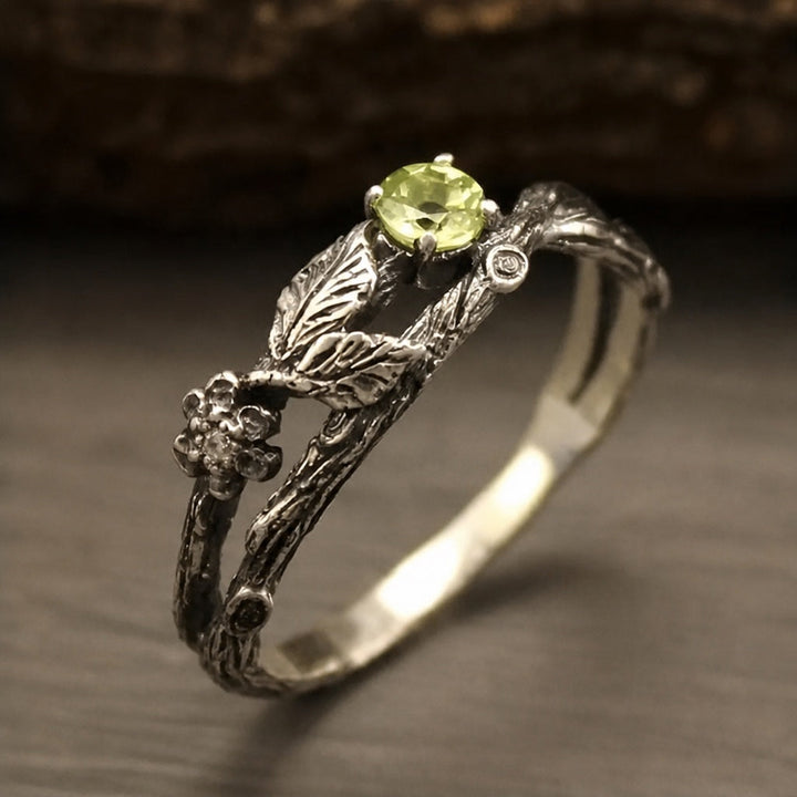 Bague Branche en Zirconium Vert