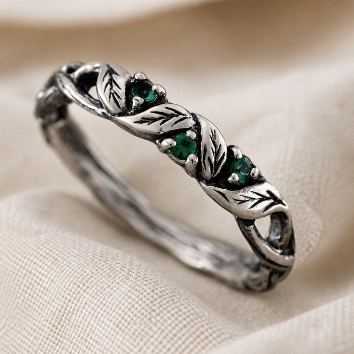 Bague Bohémienne en Émeraude Feuille