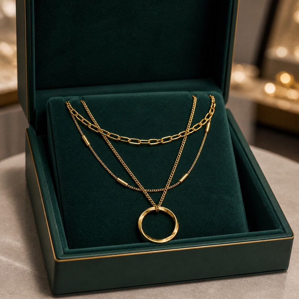Collier Classique en Or à Trois Rangées