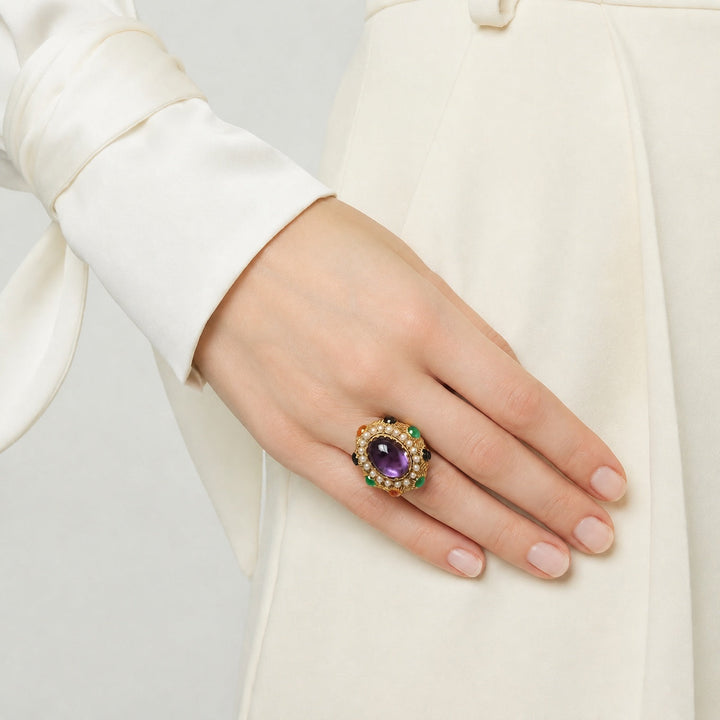 Bague décorative en grappe de perles baroques