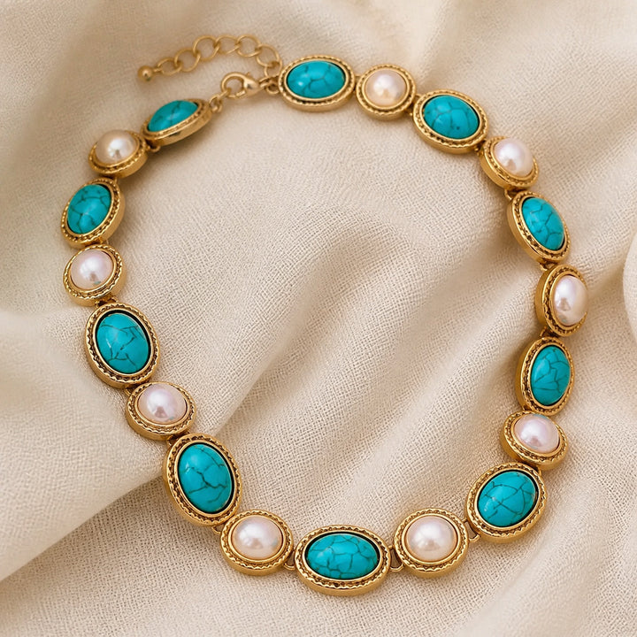 Ensemble Déclaration en Or Ancien avec Turquoise et Perle