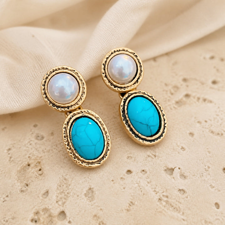 Ensemble Déclaration en Or Ancien avec Turquoise et Perle