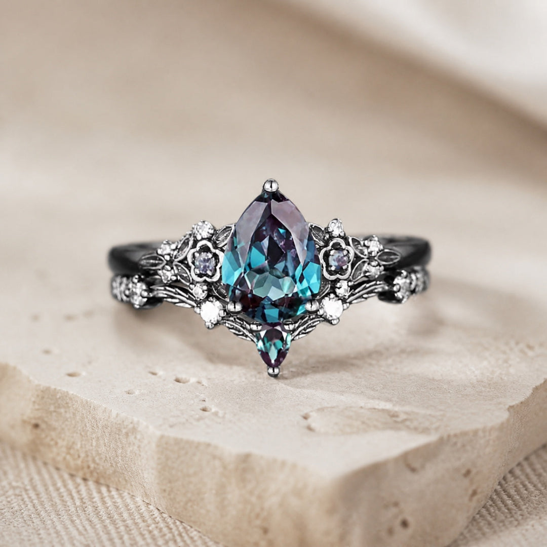 Ensemble de Bagues en Zirconium Noir Saphir Mat