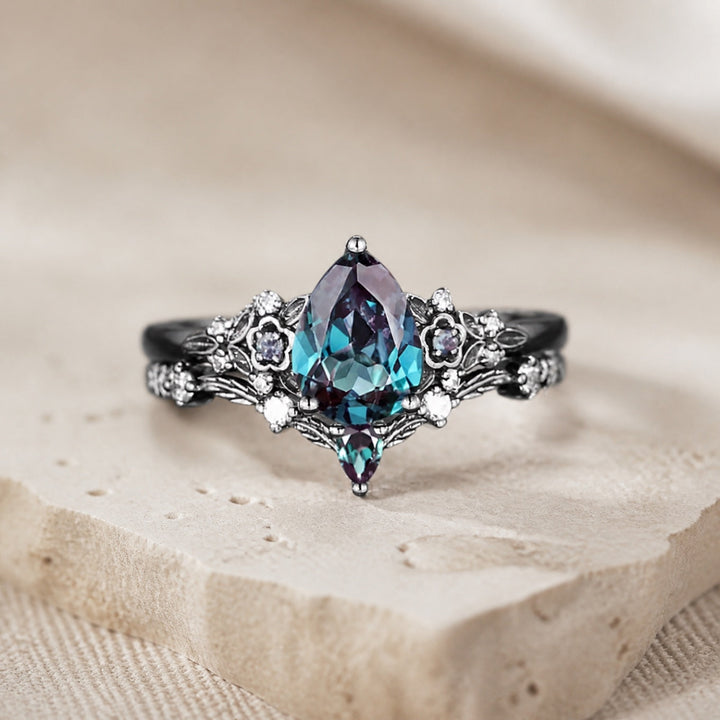 Ensemble de Bagues en Zirconium Noir Saphir Mat