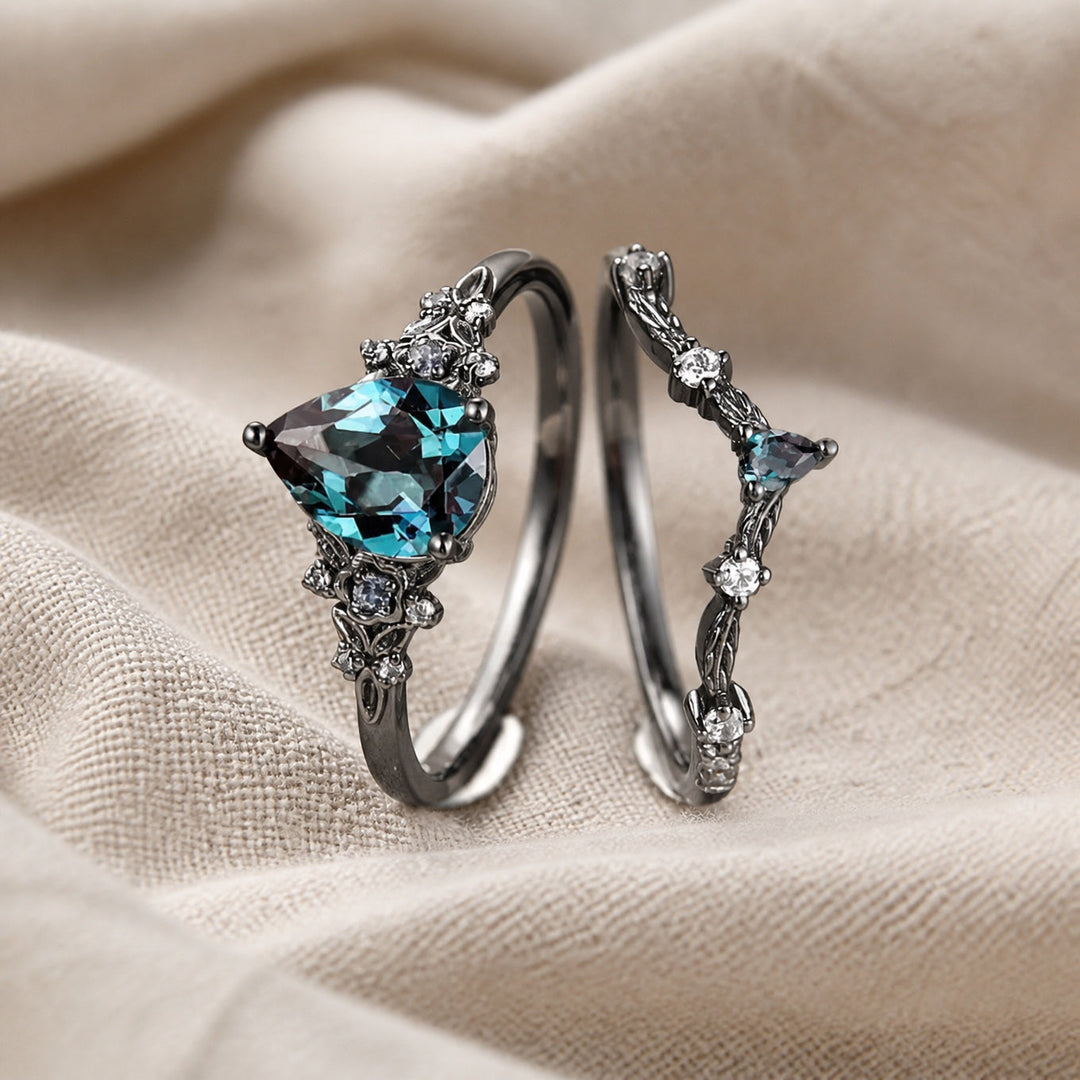 Ensemble de Bagues en Zirconium Noir Saphir Mat