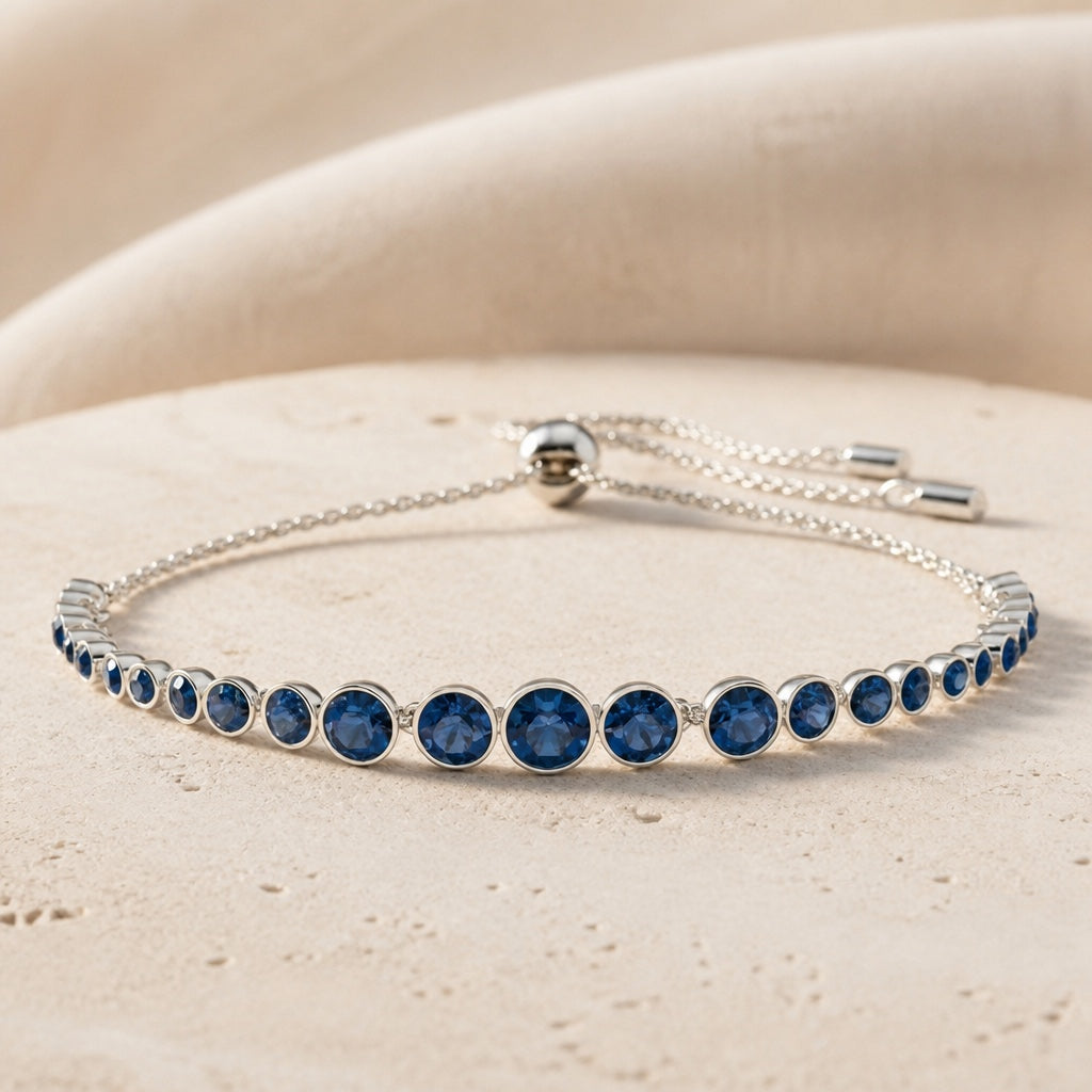 Bracelet de tennis en saphir rond taillé