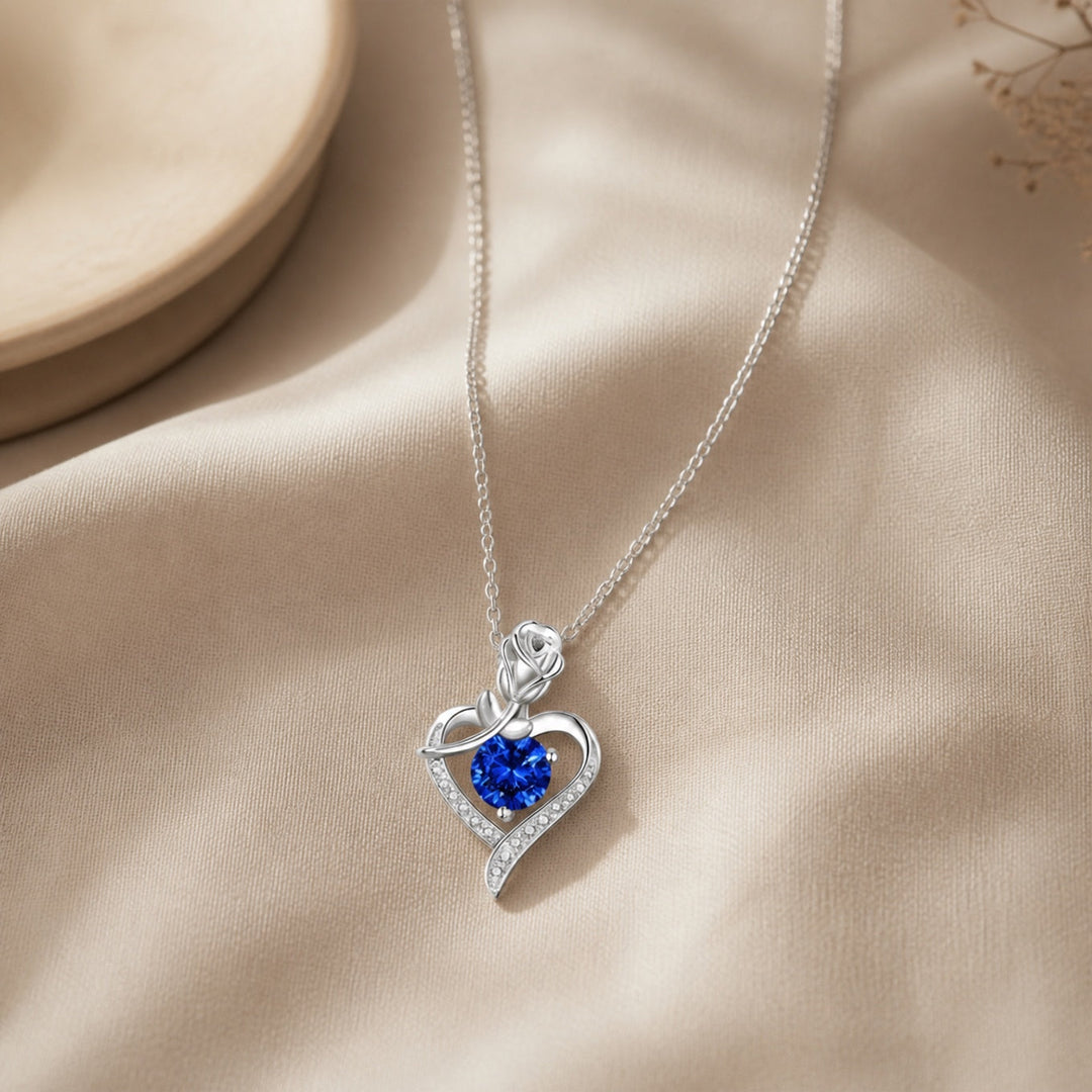 Collier cœur en saphir rose