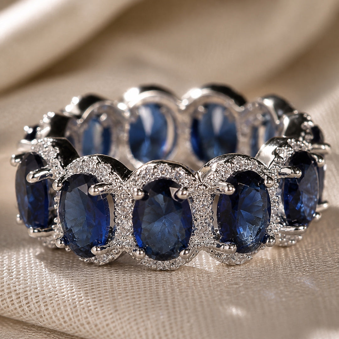 Bague en zirconium avec pierre de saphir Elena